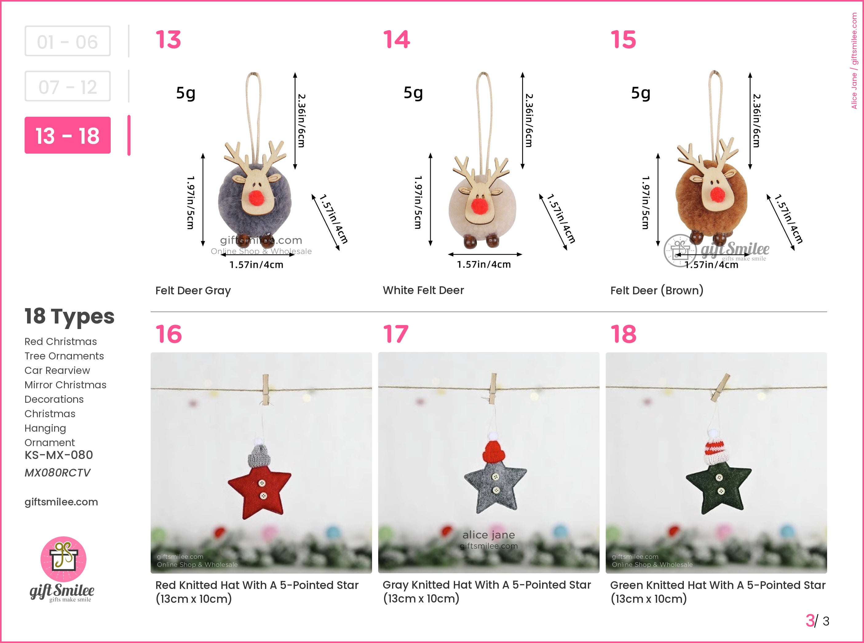Red Christmas Tree Ornaments Car Rearview Mirror Christmas Decorations Christmas Hanging Ornament | KS-MX-080