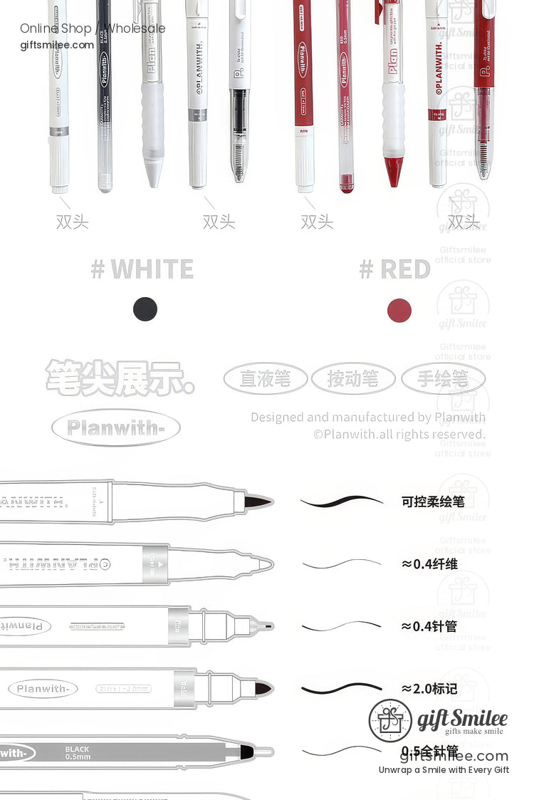 7-Tip Redblack Quick-Dry Ink Set Multi-Tip Writing Pen Set | KS-MX-082