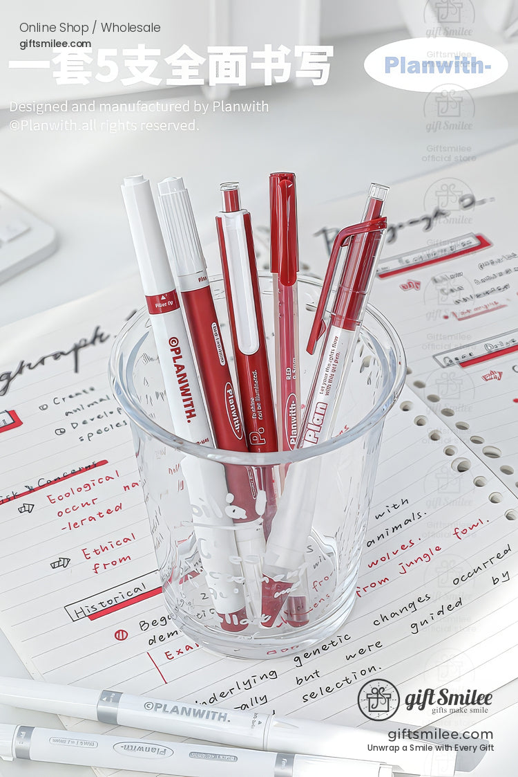 7-Tip Redblack Quick-Dry Ink Set Multi-Tip Writing Pen Set | KS-MX-082