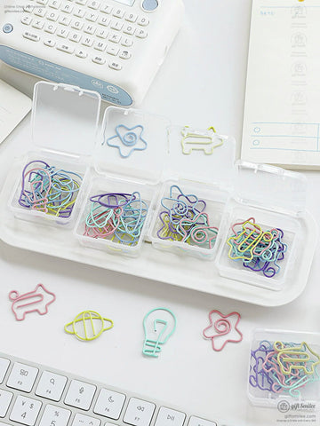 Pastel Coated Steel Assorted Shapes Shaped Paper Clips | KS-MX-094