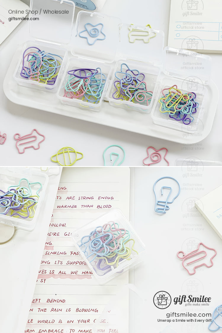 Pastel Coated Steel Assorted Shapes Shaped Paper Clips | KS-MX-094