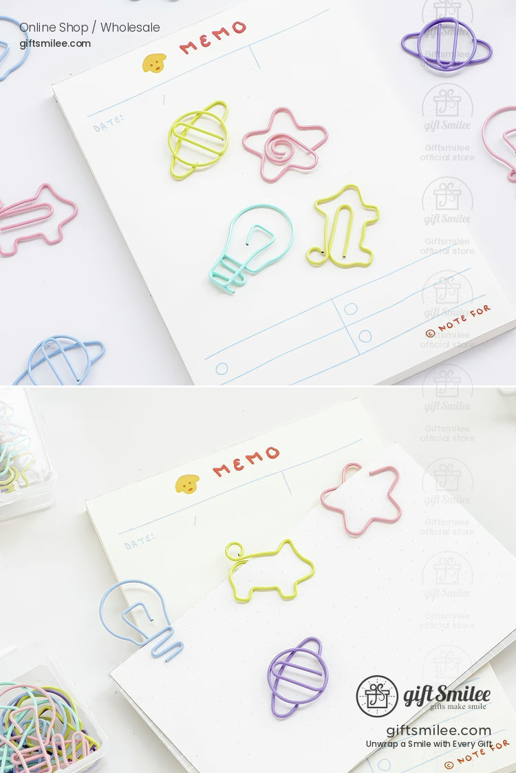 Pastel Coated Steel Assorted Shapes Shaped Paper Clips | KS-MX-094