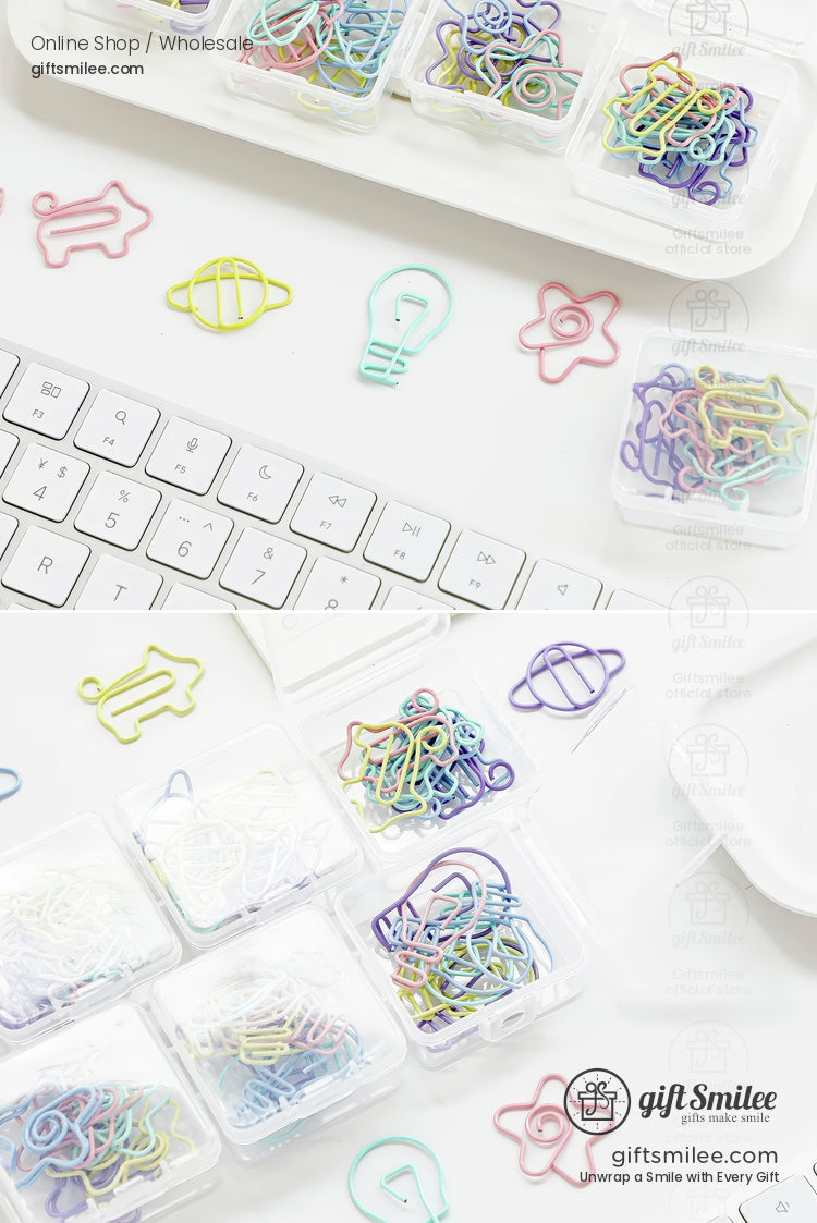 Pastel Coated Steel Assorted Shapes Shaped Paper Clips | KS-MX-094