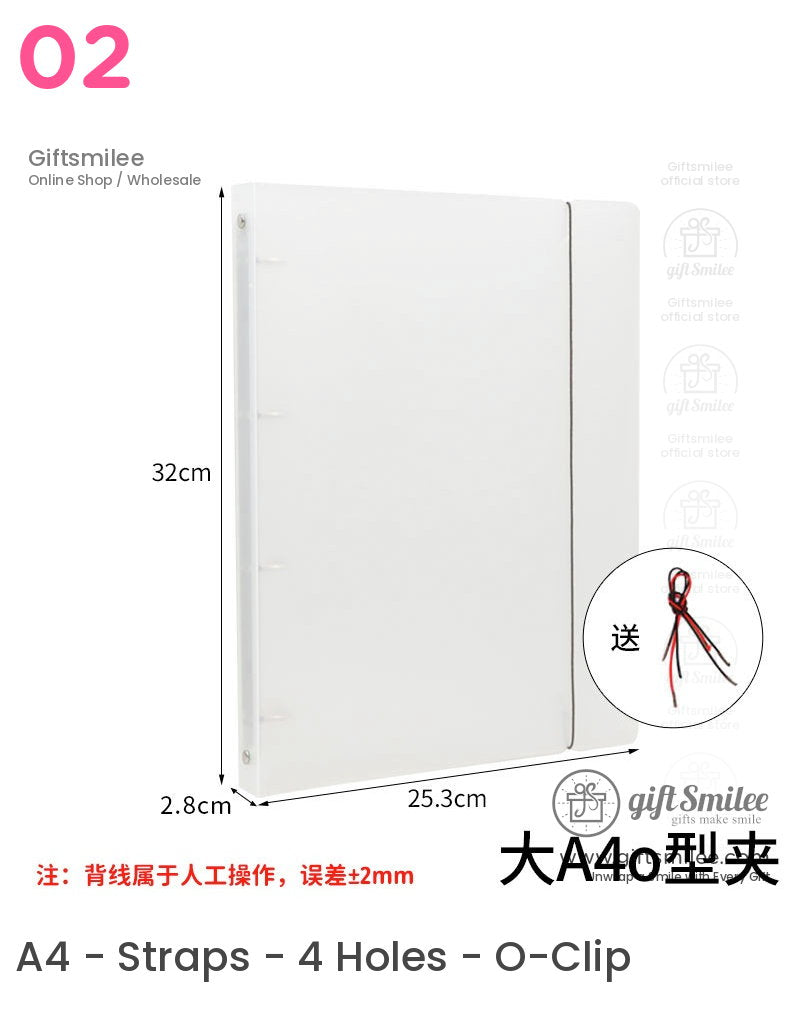 White A4 binder with a slim 28 cm spine durable plastic cover and visible dimensions for organized document storage
