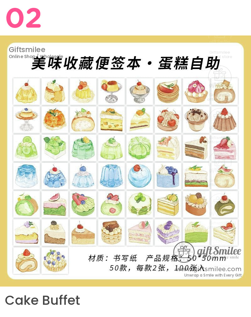 Watercolor Food Illustrations 100 Sheets Note Memo Pads | KS-NP-433