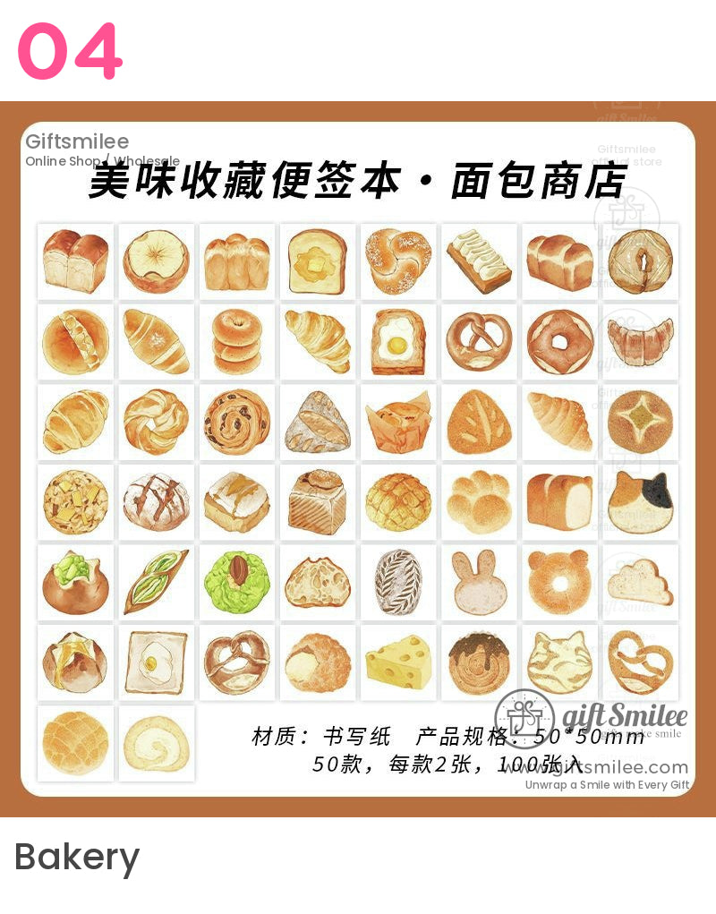 Watercolor Food Illustrations 100 Sheets Note Memo Pads | KS-NP-433