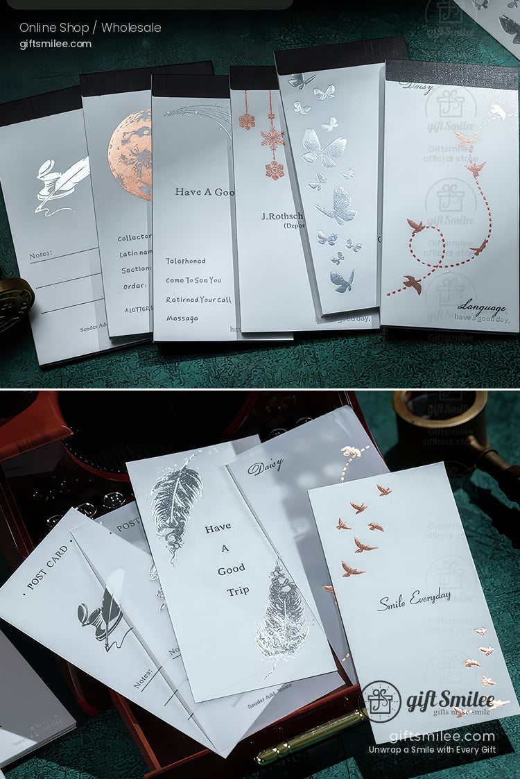 Metallic Foil Illustrated Tear-Off 6 Designs Sticky Notes Memo Pad | KS-NP-434