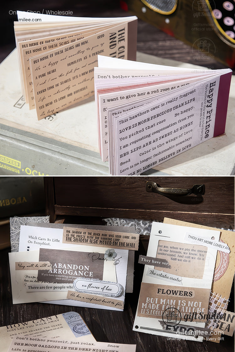 Vintage Book-Quote Tearable Paper 6-Color Mixed Perforated Strips Decorative Sticker Notes | KS-NP-435
