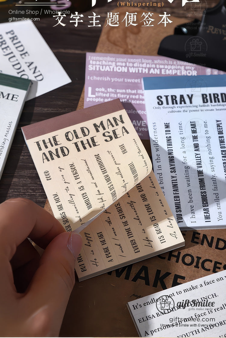Vintage Book-Quote Tearable Paper 6-Color Mixed Perforated Strips Decorative Sticker Notes | KS-NP-435