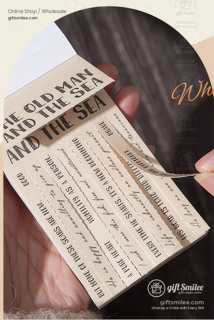 Vintage Book-Quote Tearable Paper 6-Color Mixed Perforated Strips Decorative Sticker Notes | KS-NP-435