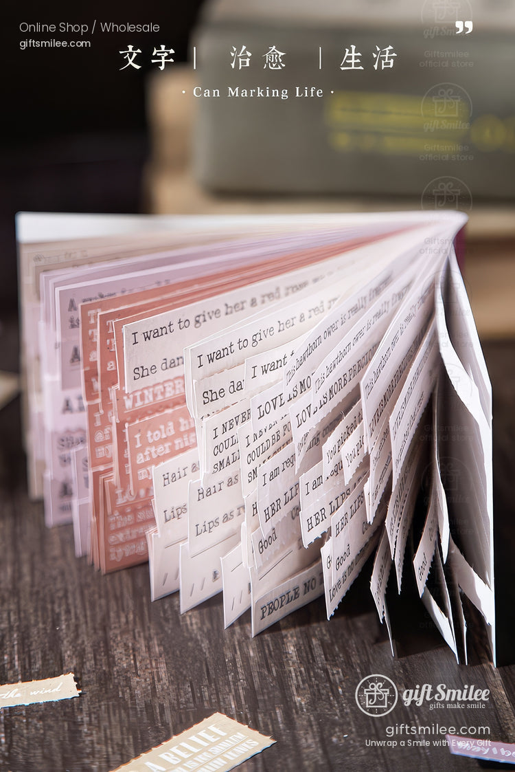 Vintage Book-Quote Tearable Paper 6-Color Mixed Perforated Strips Decorative Sticker Notes | KS-NP-435