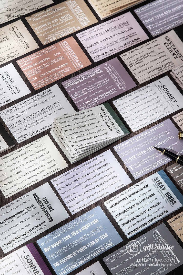 Vintage Book-Quote Tearable Paper 6-Color Mixed Perforated Strips Decorative Sticker Notes | KS-NP-435