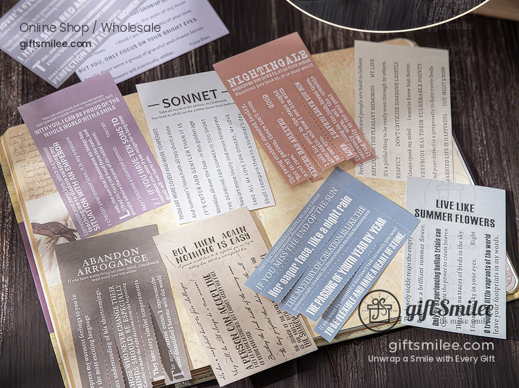 Vintage Book-Quote Tearable Paper 6-Color Mixed Perforated Strips Decorative Sticker Notes | KS-NP-435
