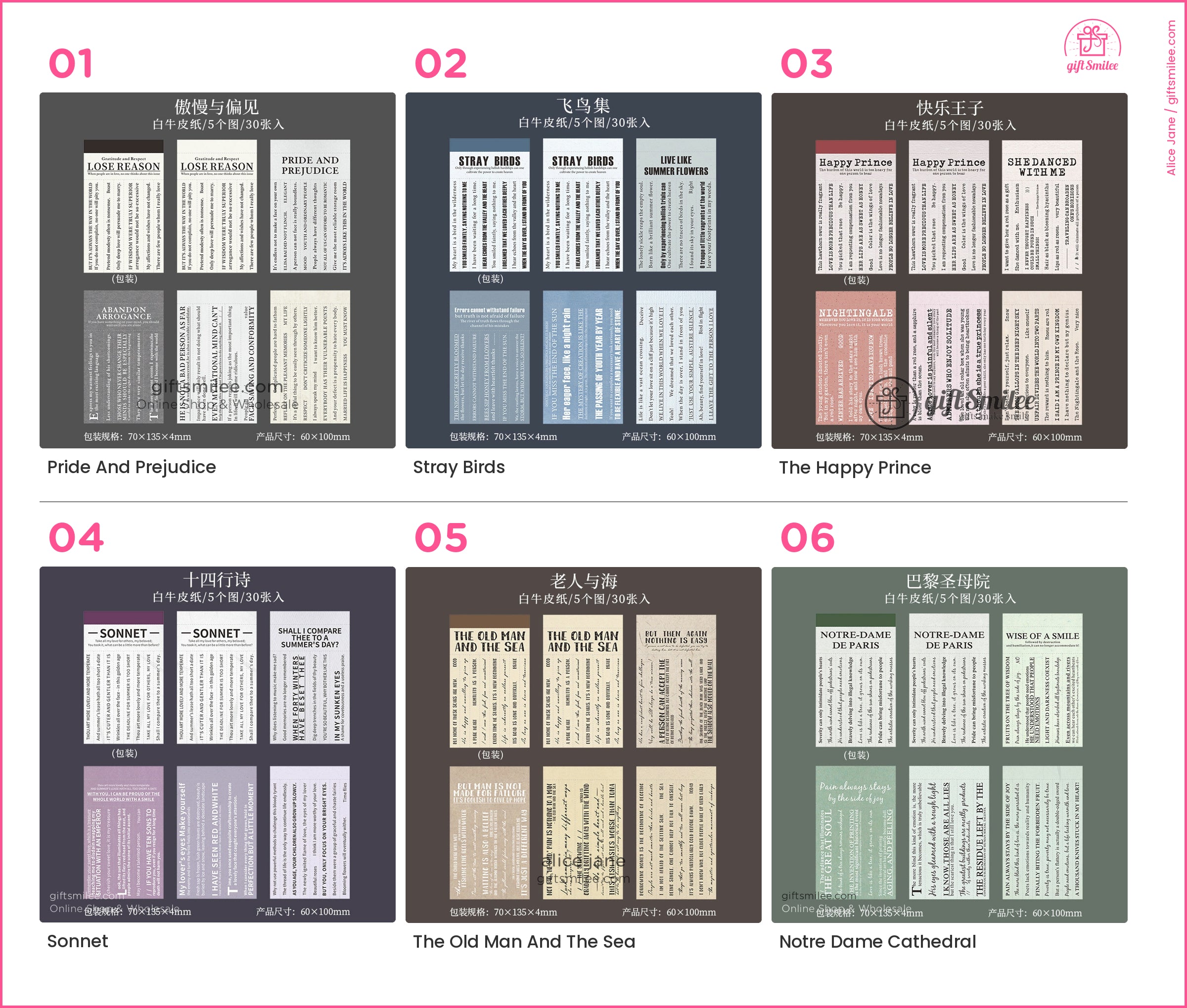 Vintage Book-Quote Tearable Paper 6-Color Mixed Perforated Strips Decorative Sticker Notes | KS-NP-435