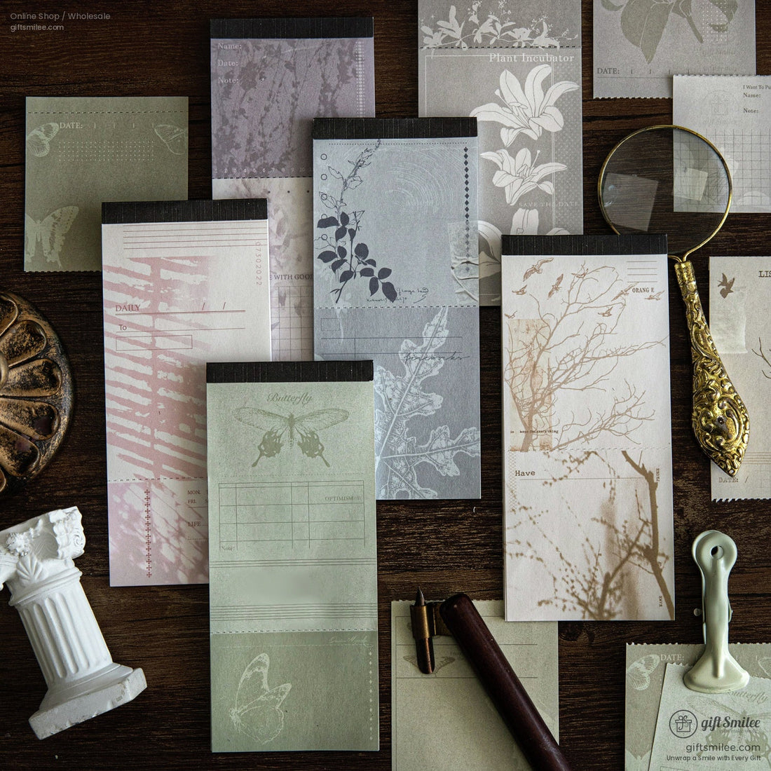 Matte Paper Tear-Off Vintage Botanical Long Sticky Notes Pad | KS-NP-437