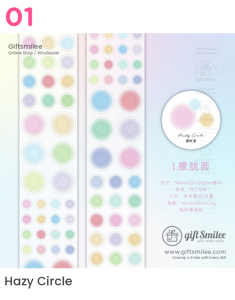 Holographic Glitter Star And Circle Die-Cut Tape | KS-RT-1649