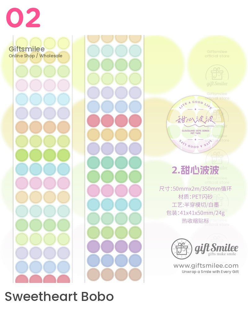 Holographic Pastel Rainbow Dots Stars Bubbles Die-Cut Tape | KS-RT-1651