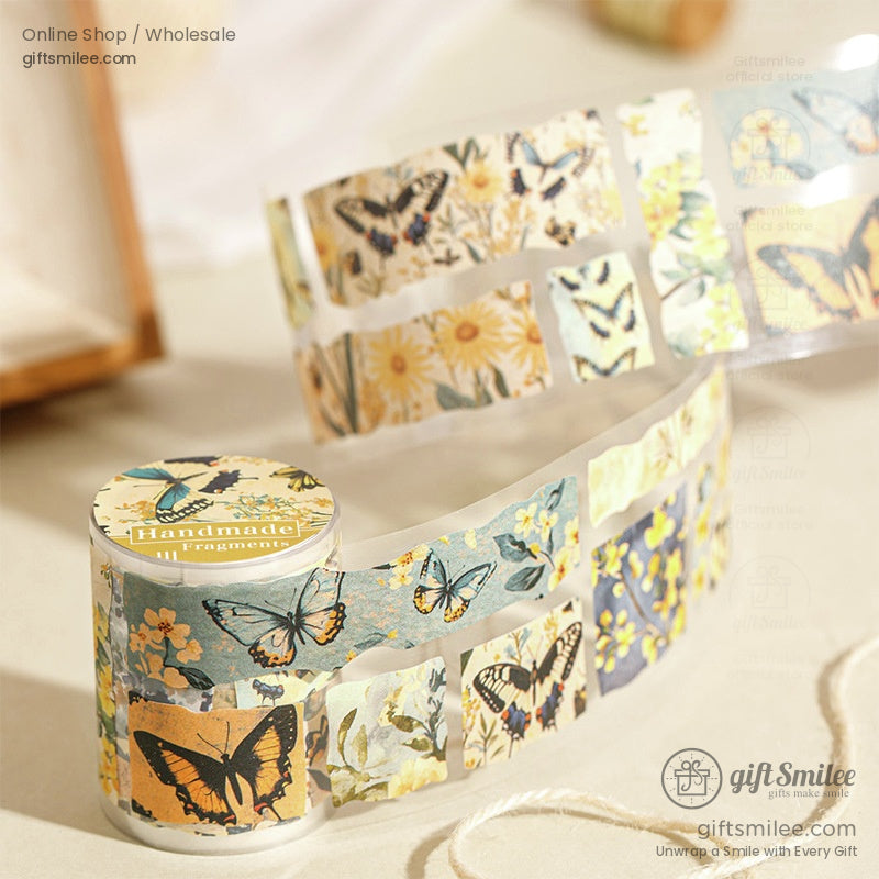 Pet Transparent Pre‑Cut Vintage Collage Decorative Washi Tape Stickers | KS-RT-1727