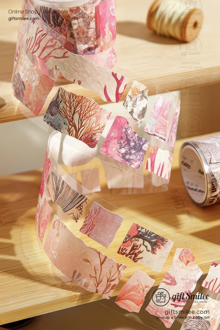 Pet Transparent Pre‑Cut Vintage Collage Decorative Washi Tape Stickers | KS-RT-1727