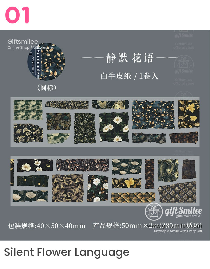 Pet Transparent Pre‑Cut Vintage Collage Decorative Washi Tape Stickers | KS-RT-1727