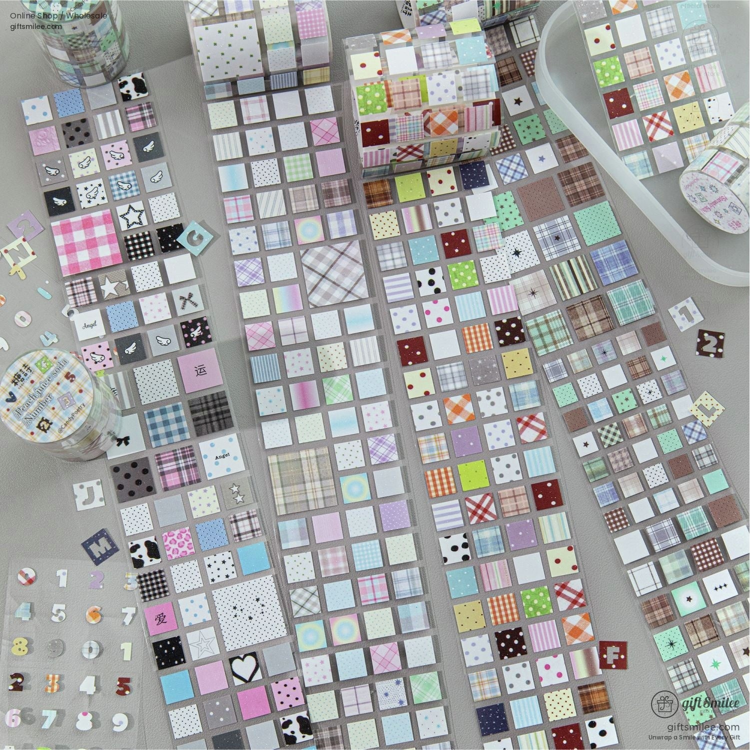 Glitter Pet Die-Cut Peel-Off Squares Washi Tape Stickers | KS-RT-1728