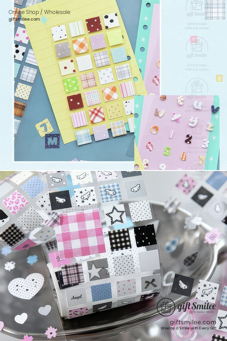 Glitter Pet Die-Cut Peel-Off Squares Washi Tape Stickers | KS-RT-1728