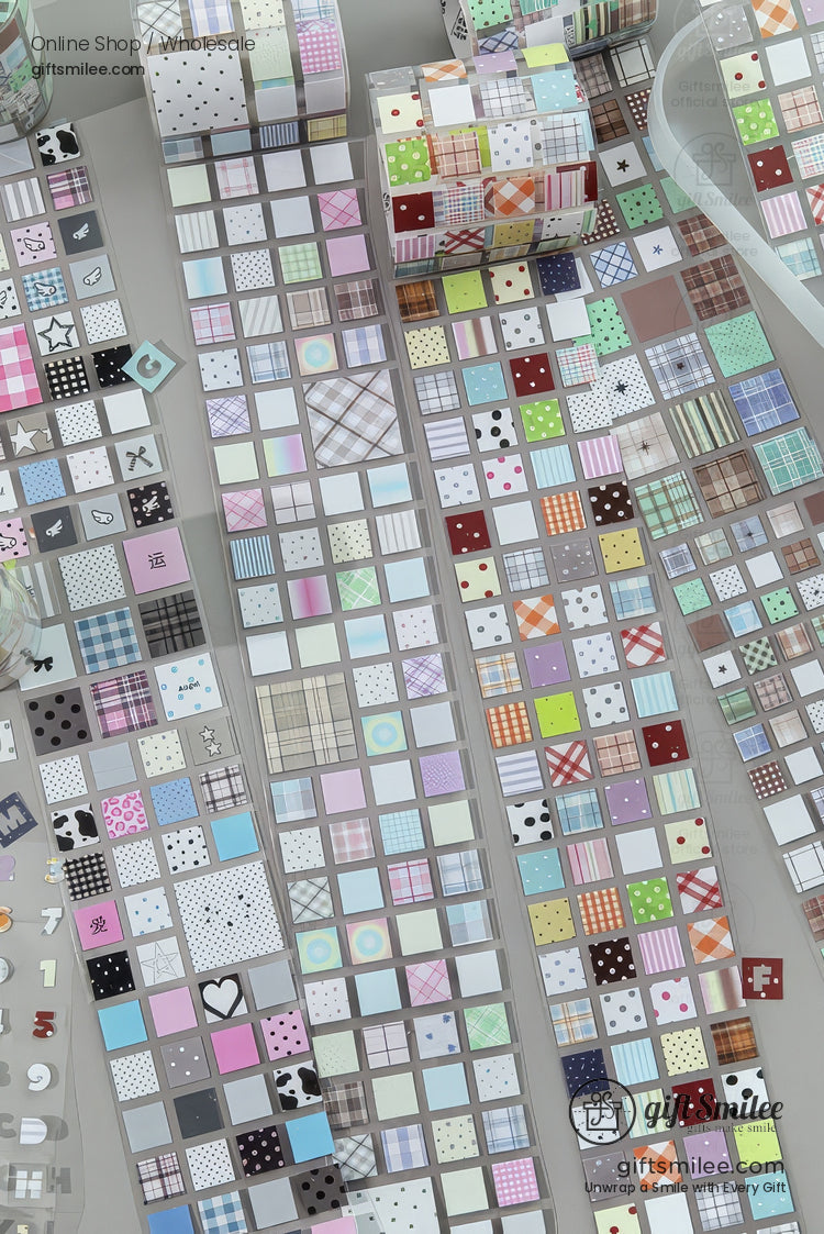 Glitter Pet Die-Cut Peel-Off Squares Washi Tape Stickers | KS-RT-1728