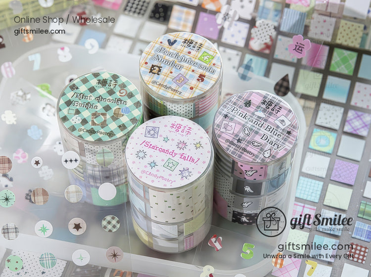 Glitter Pet Die-Cut Peel-Off Squares Washi Tape Stickers | KS-RT-1728
