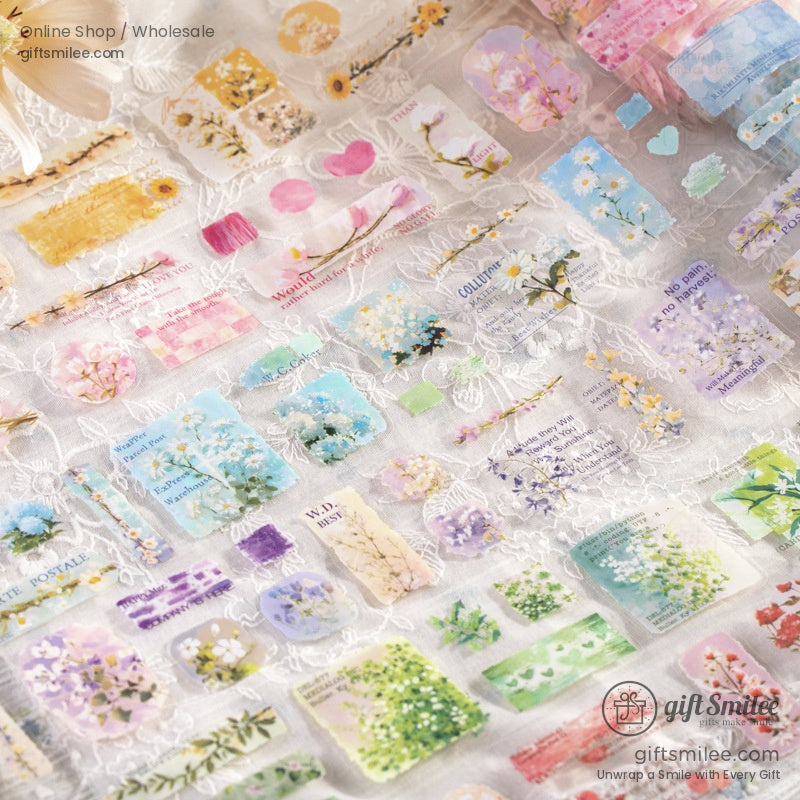 Pet Clear Die-Cut Floral Foil Accents Decorative Sticker Roll | KS-RT-1729