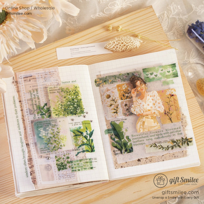 Pet Clear Die-Cut Floral Foil Accents Decorative Sticker Roll | KS-RT-1729