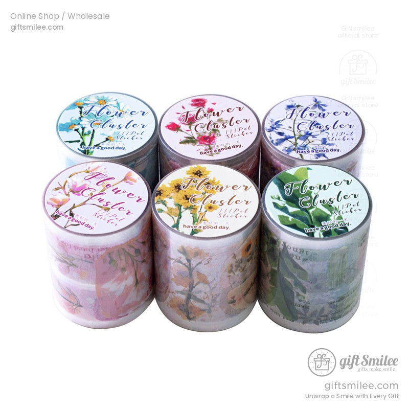 Pet Clear Die-Cut Floral Foil Accents Decorative Sticker Roll | KS-RT-1729