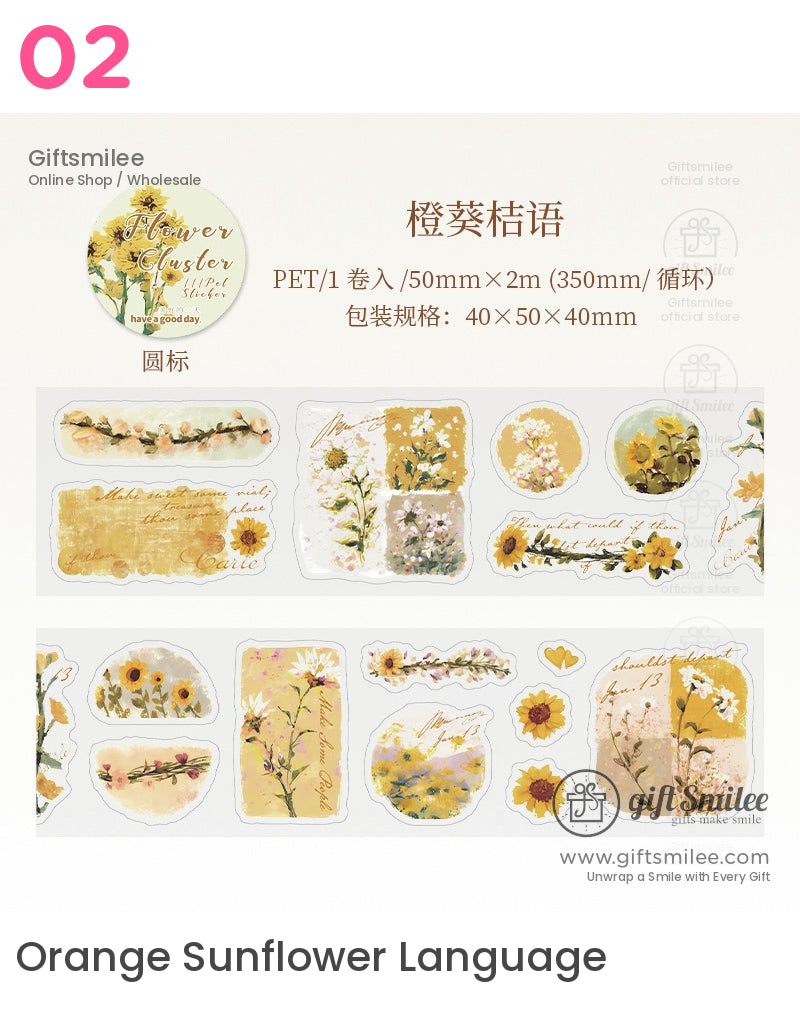 Pet Clear Die-Cut Floral Foil Accents Decorative Sticker Roll | KS-RT-1729