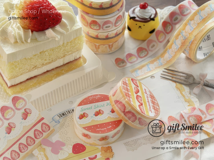 Glitter Washi With Dessert Cat Illustrations Washi Tape | KS-RT-1730