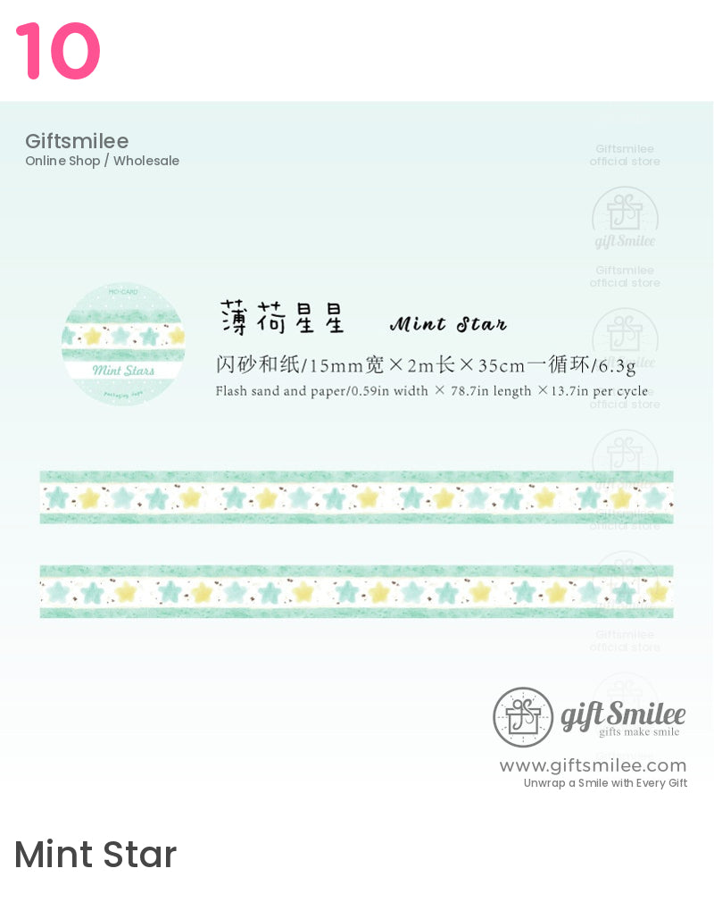 Glitter Washi With Dessert Cat Illustrations Washi Tape | KS-RT-1730