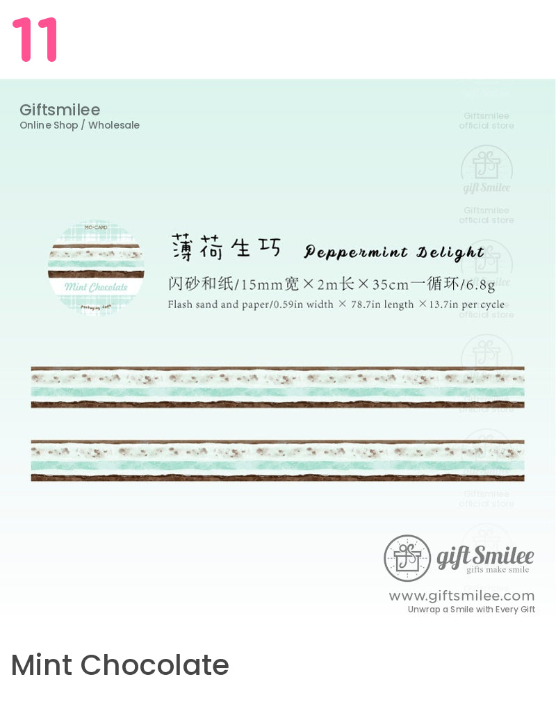 Glitter Washi With Dessert Cat Illustrations Washi Tape | KS-RT-1730