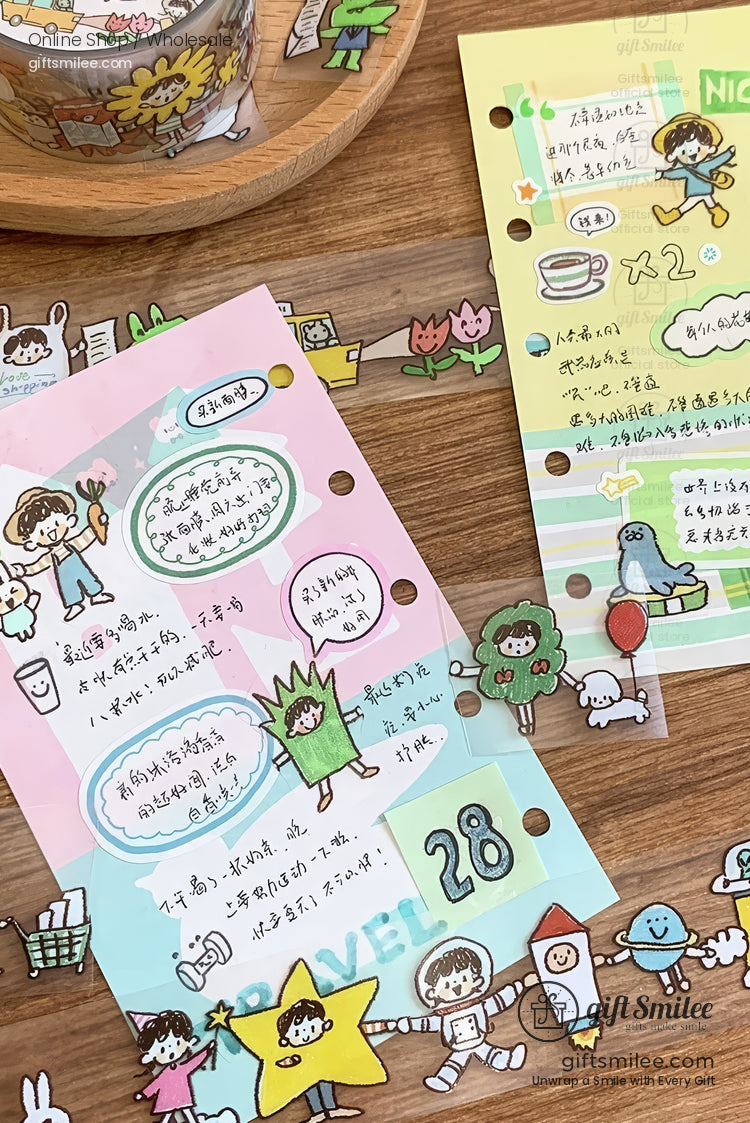 Pencil Man Decorative Tape And Sticker Set | KS-RT-1733