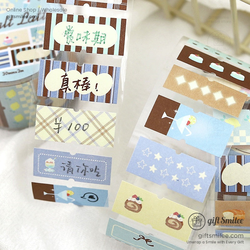 Writable Die‑Cut Washi 30mm × 3m Label Sticker Tape | KS-RT-1752