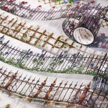 Clear Pet Waterproof With Vintage Fence Florals Decorative Pet Tape | KS-RT-1753