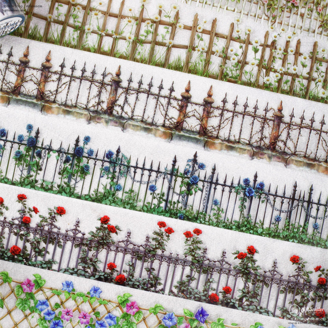 Clear Pet Waterproof With Vintage Fence Florals Decorative Pet Tape | KS-RT-1753