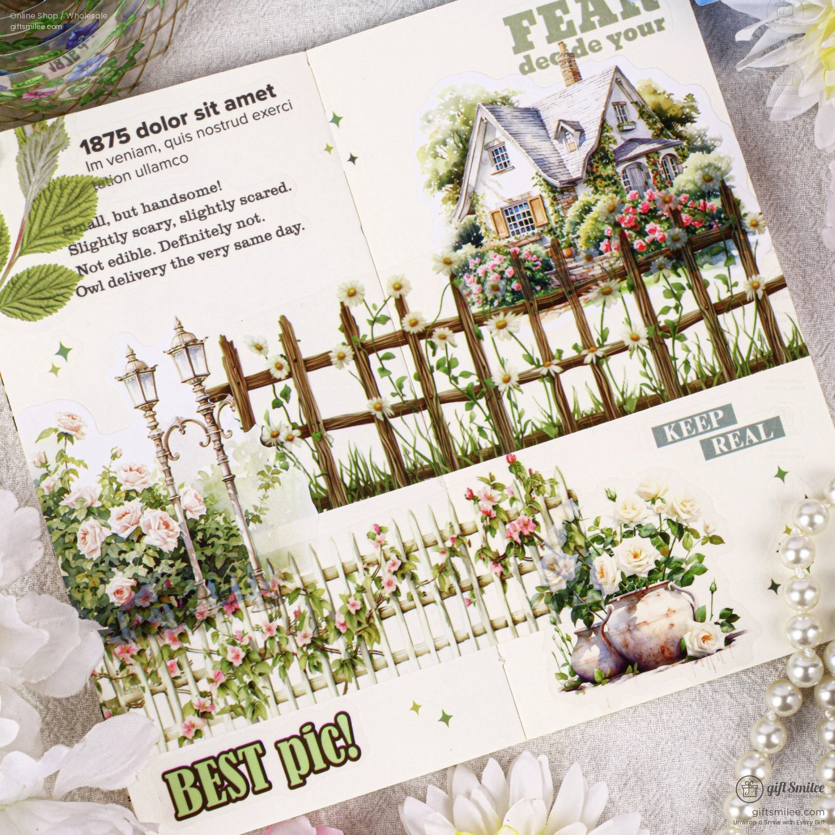 Clear Pet Waterproof With Vintage Fence Florals Decorative Pet Tape | KS-RT-1753