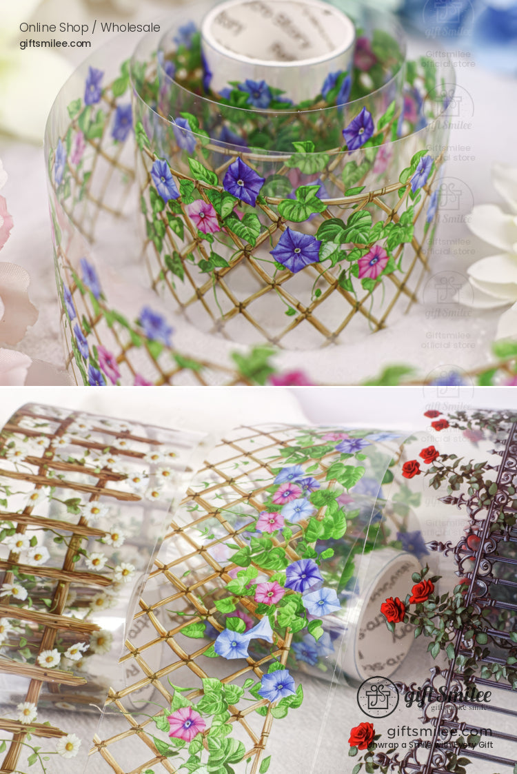 Clear Pet Waterproof With Vintage Fence Florals Decorative Pet Tape | KS-RT-1753