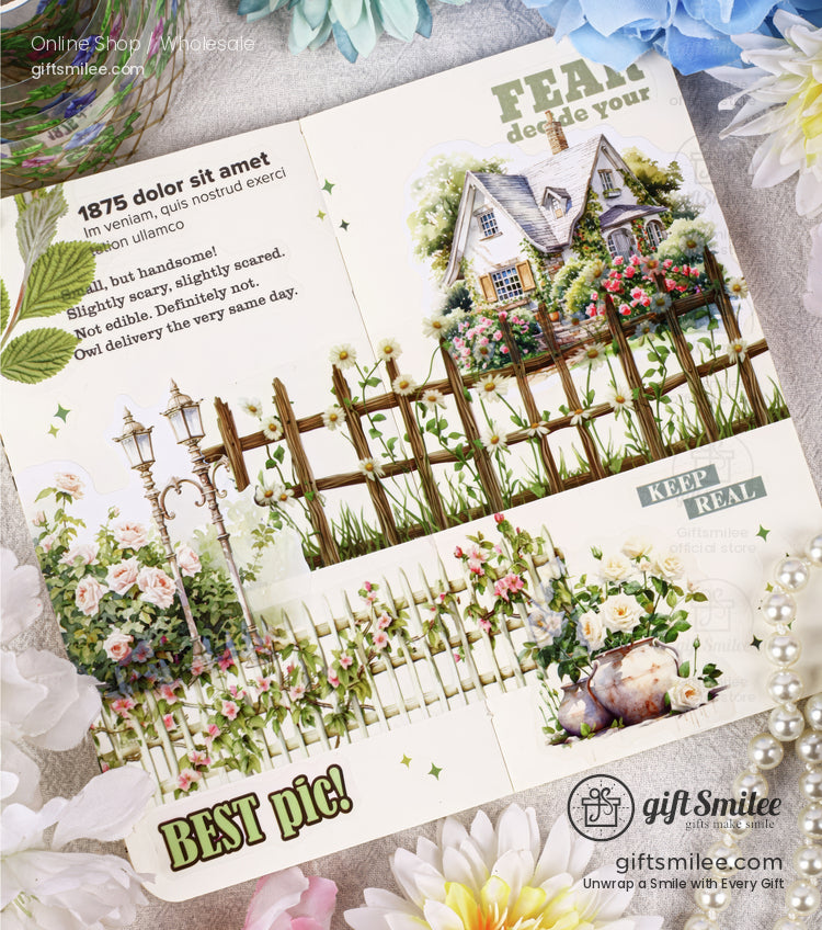 Clear Pet Waterproof With Vintage Fence Florals Decorative Pet Tape | KS-RT-1753