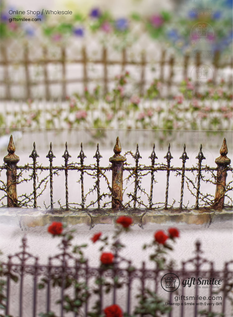 Clear Pet Waterproof With Vintage Fence Florals Decorative Pet Tape | KS-RT-1753