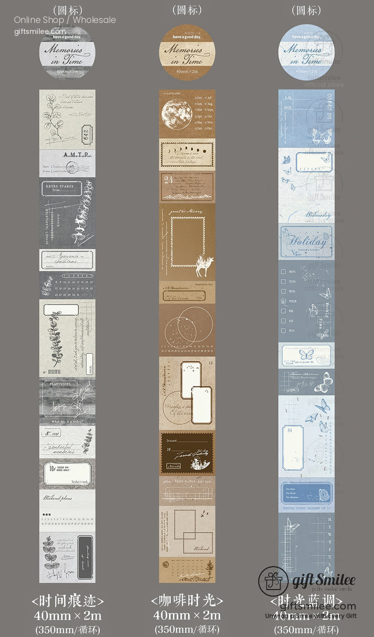 Matte Pet Die‑Cut 40Mm × 2M Vintage Calendar Labels Decorative Washi Tape | KS-RT-1755