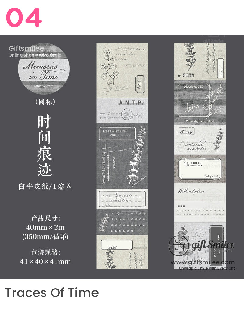 Matte Pet Die‑Cut 40Mm × 2M Vintage Calendar Labels Decorative Washi Tape | KS-RT-1755