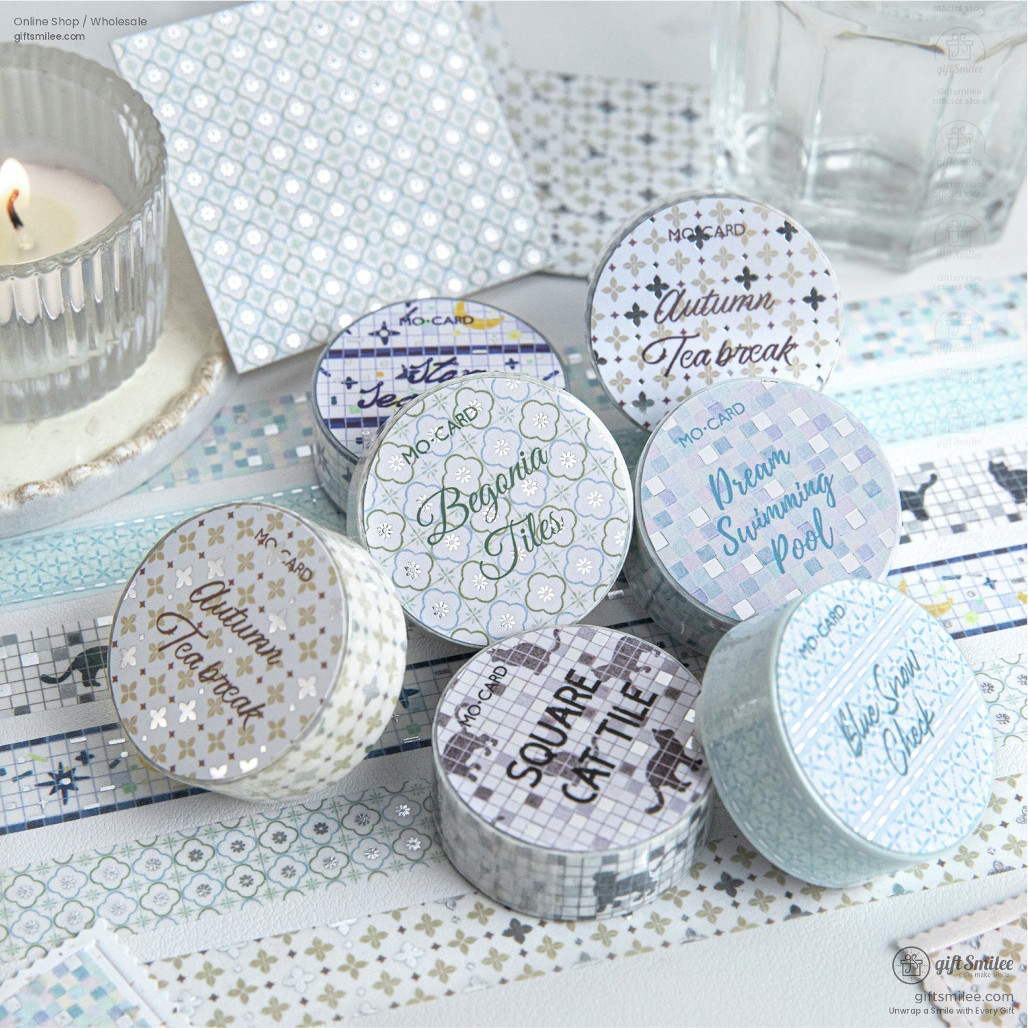 Foiled Mosaic Pattern Pastel Tile Motifs Washi Tape | KS-RT-1756