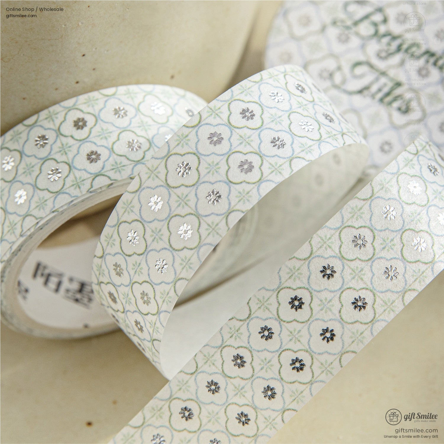 Foiled Mosaic Pattern Pastel Tile Motifs Washi Tape | KS-RT-1756