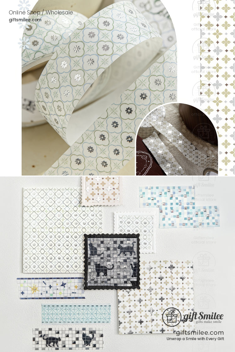 Foiled Mosaic Pattern Pastel Tile Motifs Washi Tape | KS-RT-1756