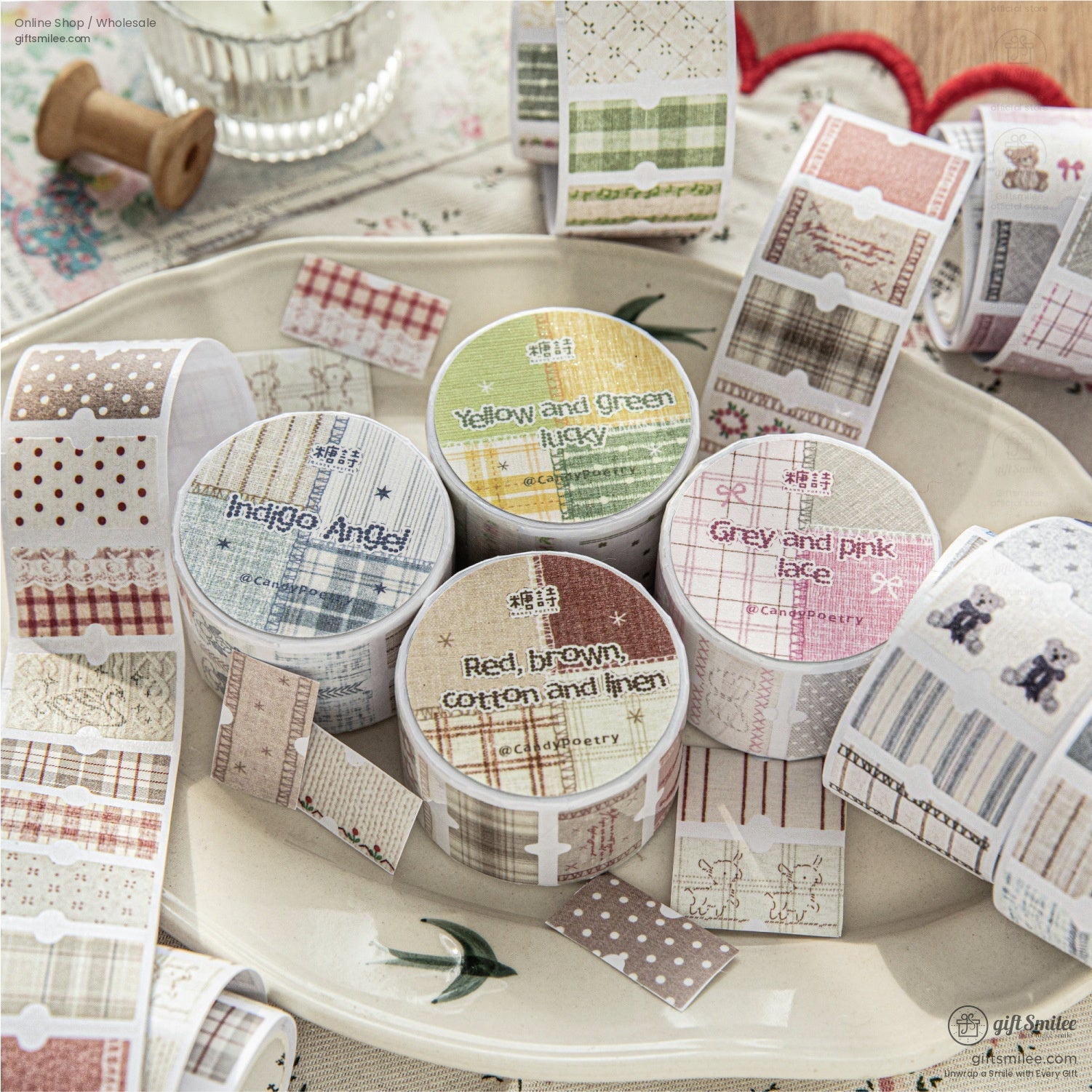 Textured Washi Pre‑Cut Fabric Label Motifs Decorative Washi Tape | KS-RT-1757