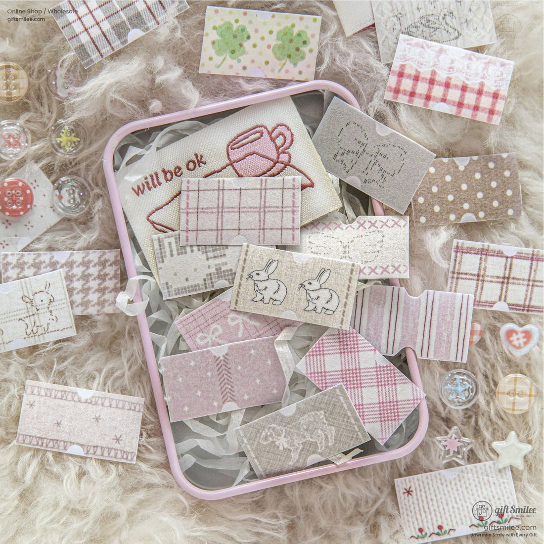 Textured Washi Pre‑Cut Fabric Label Motifs Decorative Washi Tape | KS-RT-1757